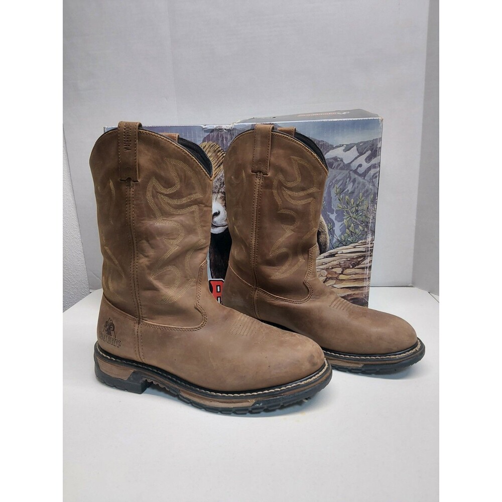 Rocky Men's 2733 Branson Roper Western Work Boots 11.5 M Brown
